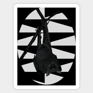 Bat Lovers Hanging Bat on White Geometric Pattern Magnet